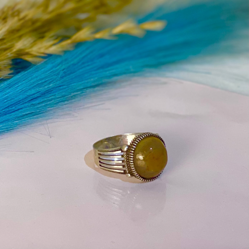Silver Ring with Yellow Agate Stone