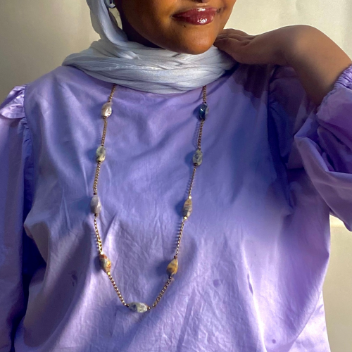 Long Agate Stone Necklace