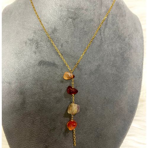 Agate stone  chips necklace