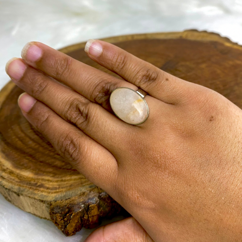 Milky quartz stone ring
