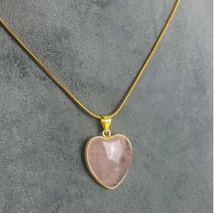 Heart shaped rose quartz necklace-