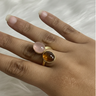 Rose quartz & carnelian Agate ring