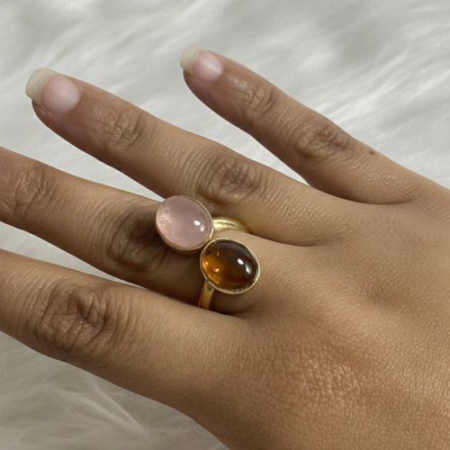 Rose quartz & carnelian Agate ring