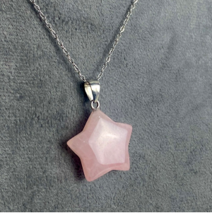 Star shaped rose quartz necklace 