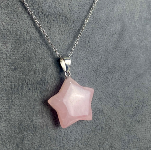 Star shaped rose quartz necklace