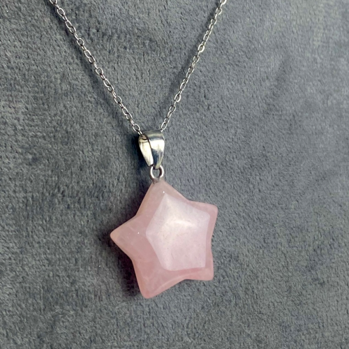 Star shaped rose quartz necklace 
