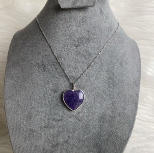 Heart shaped Amethyst stone necklace