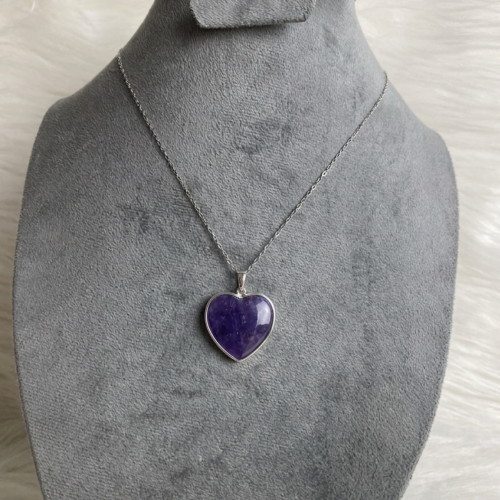 Heart shaped Amethyst stone necklace