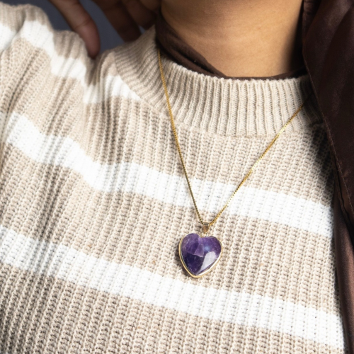 Heart shaped Amethyst necklace