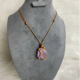 Raw amethyst stone necklace 