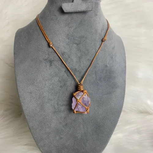 Raw amethyst stone necklace 