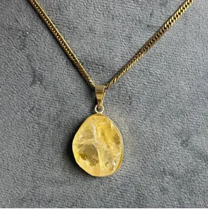Raw citrine stone necklace
