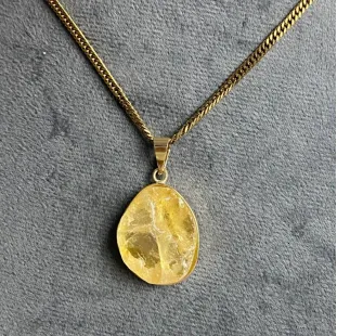 Raw citrine stone necklace