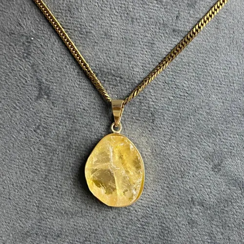 Raw citrine stone necklace