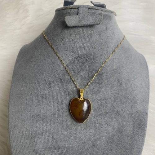 Heart shaped brown Agate necklace