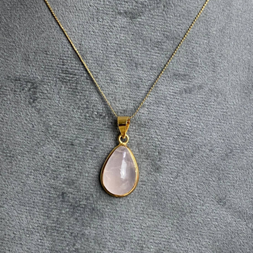 rose quartz stone necklace