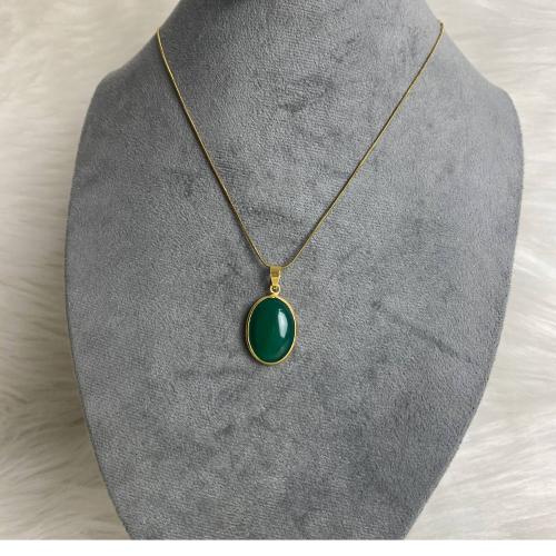 green Agate stone necklace 